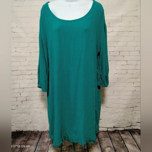 UMGEE SZ MEDIUM TEAL BOHO BEACH HIPPIE VIDE SHIFT DRESS - Picture 1 of 11